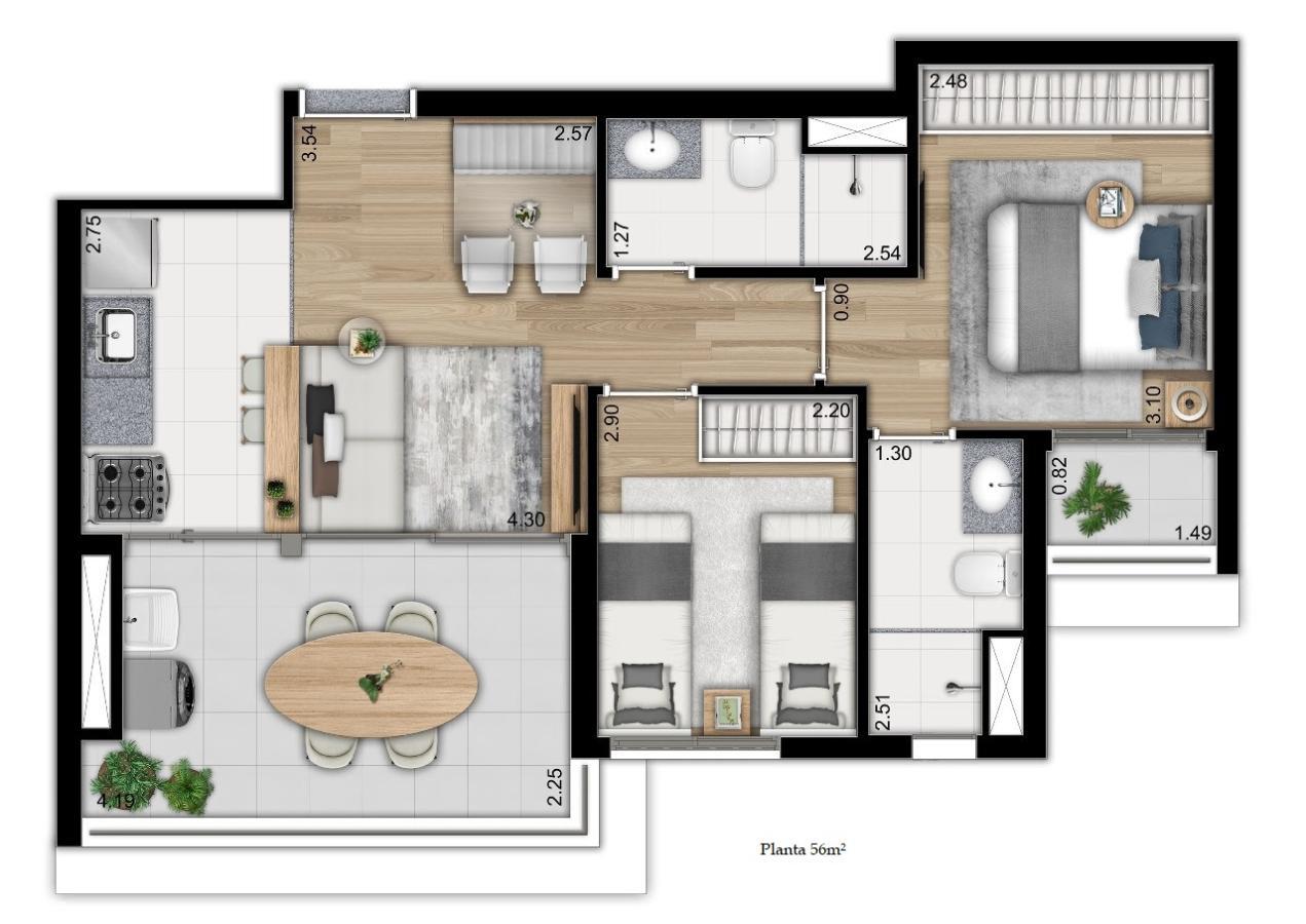 Apartamento, 2 quartos, 56 m² - Foto 15
