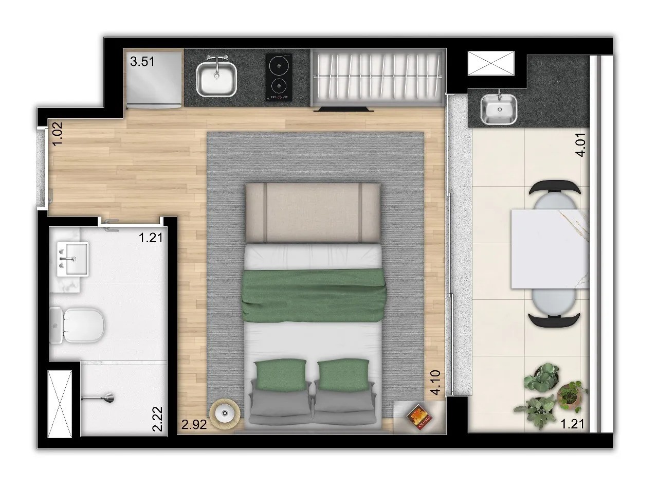 Apartamento, 1 quarto, 25 m² - Foto 2